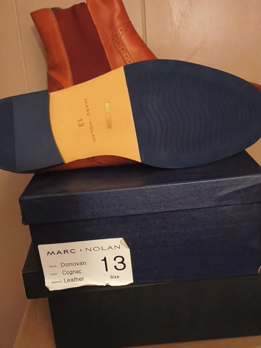 Marc Nolan Men's Cognac Tan Leather Chelsea Boots Size 13 M.